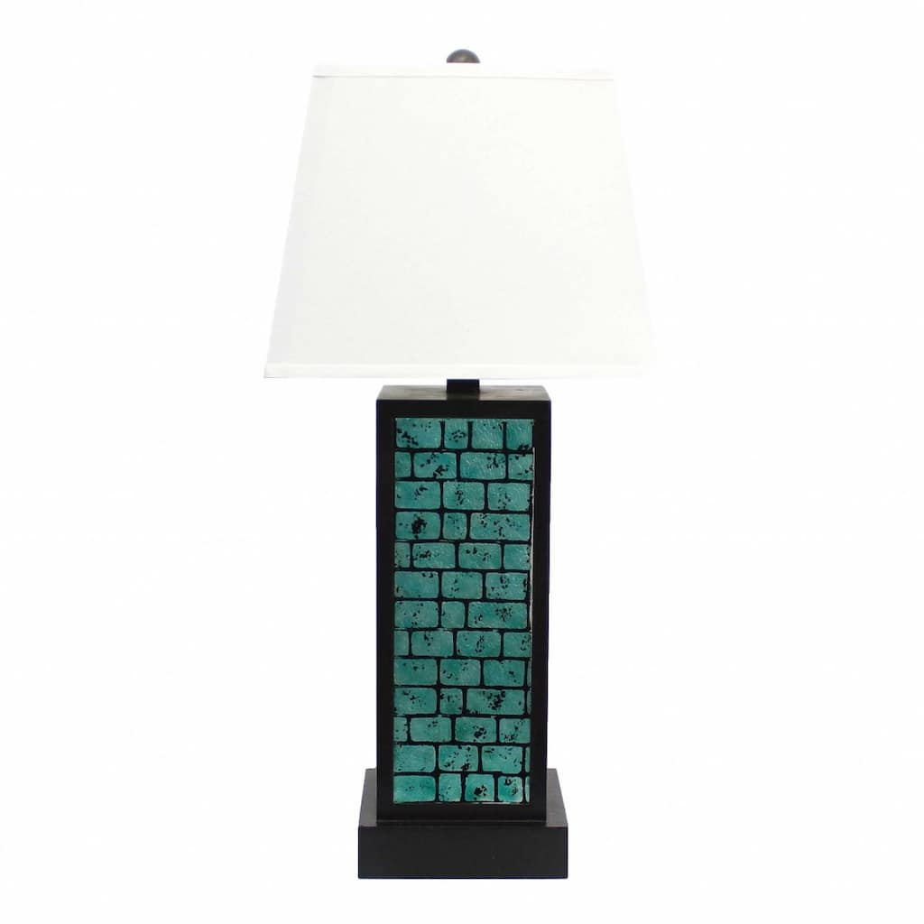 Metal Bedside Table Lamp with White Empire Linen Shade - 15” x 13” x 30.75”