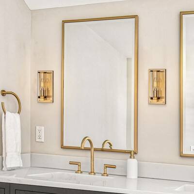 1 Light Modern Brass Cylinder Wall Sconce with Clear Glass Shade - 4.1''