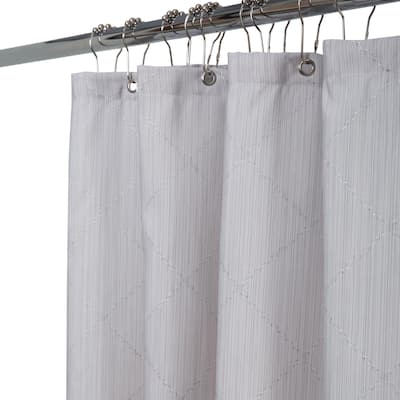 Elle Décor Jacquard Weave Diamond Design Shower Curtain in Grey