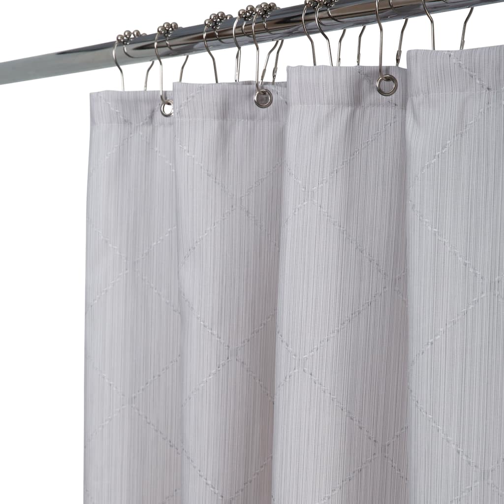 Elle Décor Jacquard Weave Diamond Design Shower Curtain in Grey