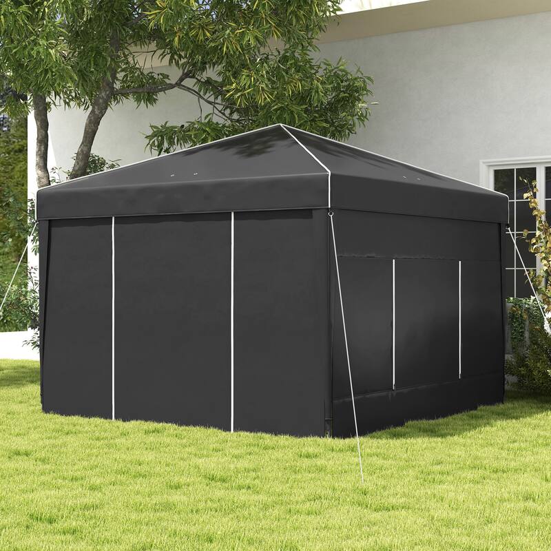 Portable 9.7'x9.7' Pop Up Canopy Tent with Sidewalls, Mesh Windows, Reflective Strips, and Carry Bag for Outdoor Events