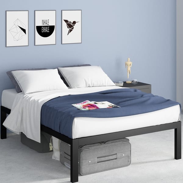 Shop Black Friday Deals On Priage By Zinus Black Metal Platform Bed Frame Overstock 15635508