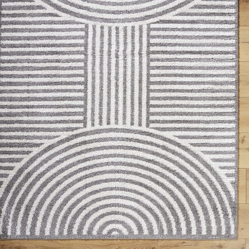 Livabliss Scandinavian Fossay Shag Stripe Washable Area Rug