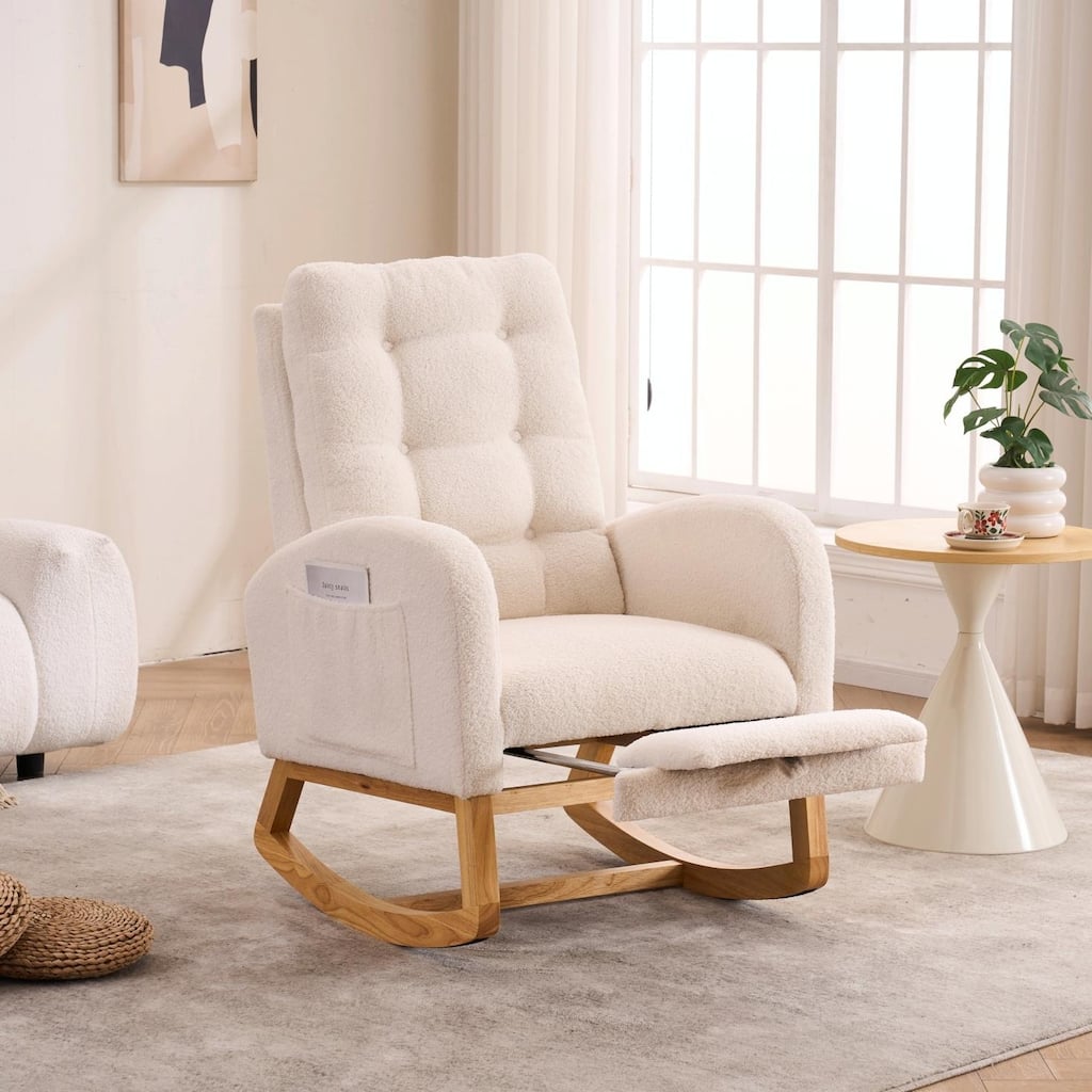 Nursery Rocking Chair - 39.76" Tall with Flip-Down Ottoman