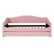 preview thumbnail 15 of 34, Teddy Fleece Twin Size Upholstered Daybed with Pull-out Trundle Bed and LED Light, Sofa Bed Frame for Bedroom Apartment
