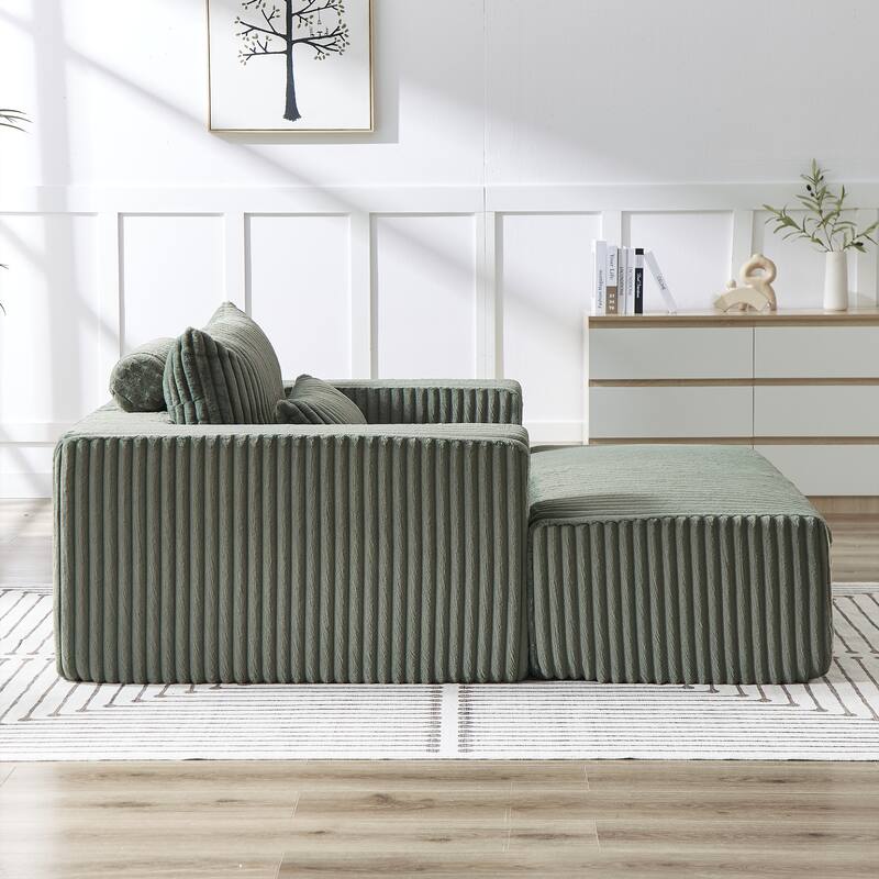 Corduroy Sponge Sofa Lounge Chair with Removable footrest