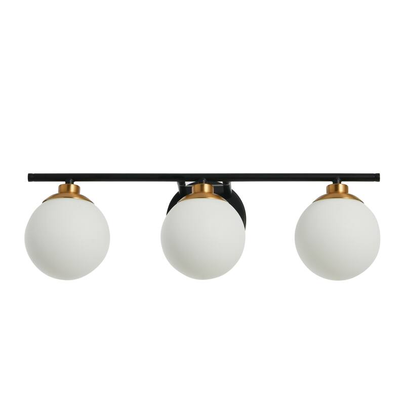 Robert Stevenson Lighting Lorne - Metal and Frosted Glass Vanity Light - Matte Black and Brushed Gold