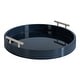 preview thumbnail 66 of 89, Kate and Laurel Lipton Round Decorative Tray with Metal Handles 15.5" Diameter - Navy Blue/Silver