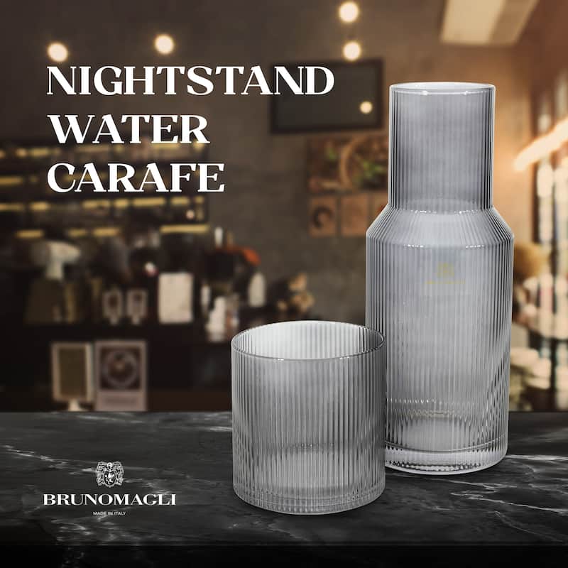 Bruno Magli Ribbed Carafe with Tumbler Lid - 28 oz