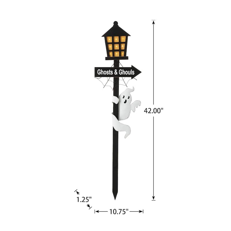 Glitzhome Halloween LED Ghost Cat Pumpkin Nutcracker Yard Stakes Standing Sign Hanging Decor