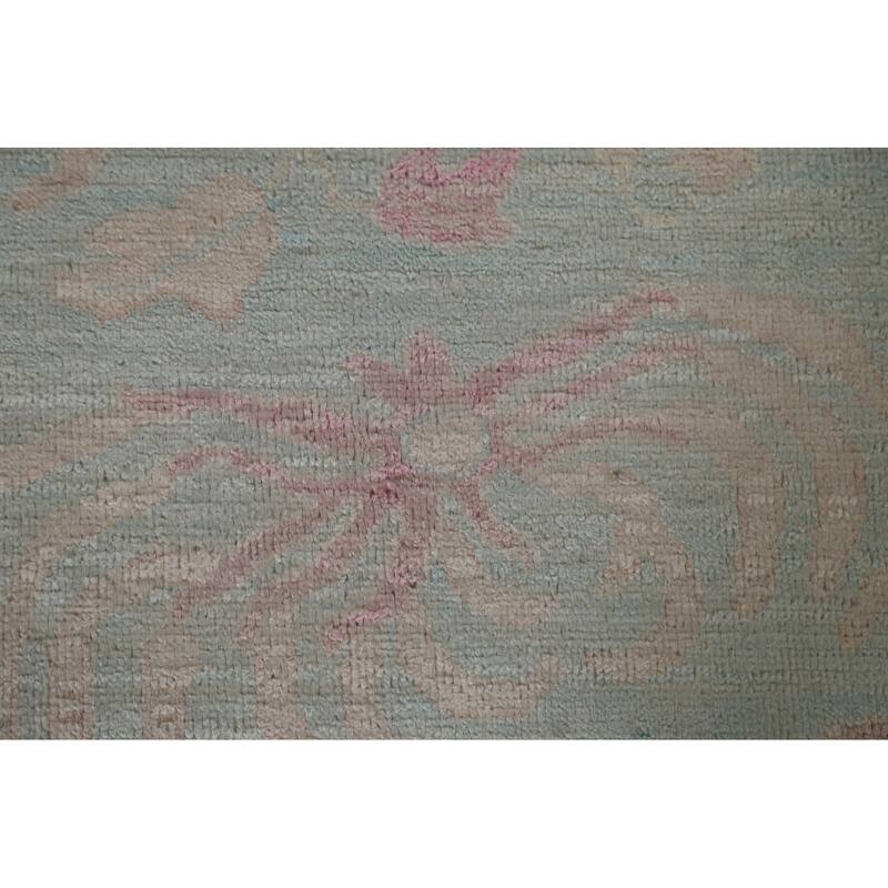 Hand Knotted Oriental 100% Wool Carpet Transitional Abstract Navy Blue & Blues Oushak Area Rug - 13' 9'' X 9' 11''