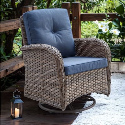 Outdoor Swivel Patio Chair, 360° Rotating Chairs - Brown