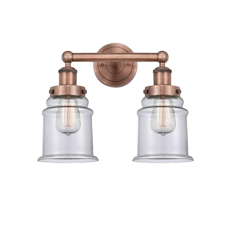 Innovations Lighting 616-2W-13-15 Canton Vanity Canton 2 Light 15" - Antique Copper / Clear