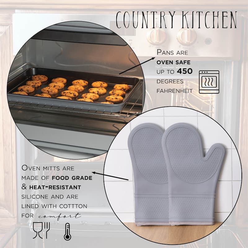 Country Kitchen Nonstick Stackable Bakeware Set - Durable, Easy Release Baking Set, Cream, 13 Pcs