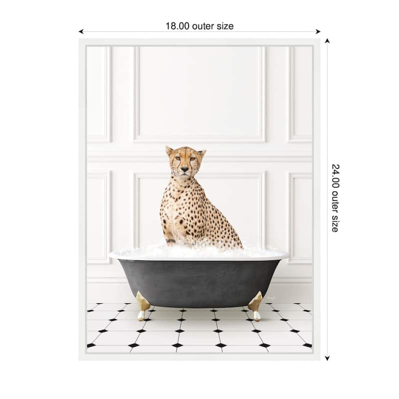 Kate and Laurel Sylvie Cheetah in Classic Black and White Bathtub Framed Canvas by Amy Peterson