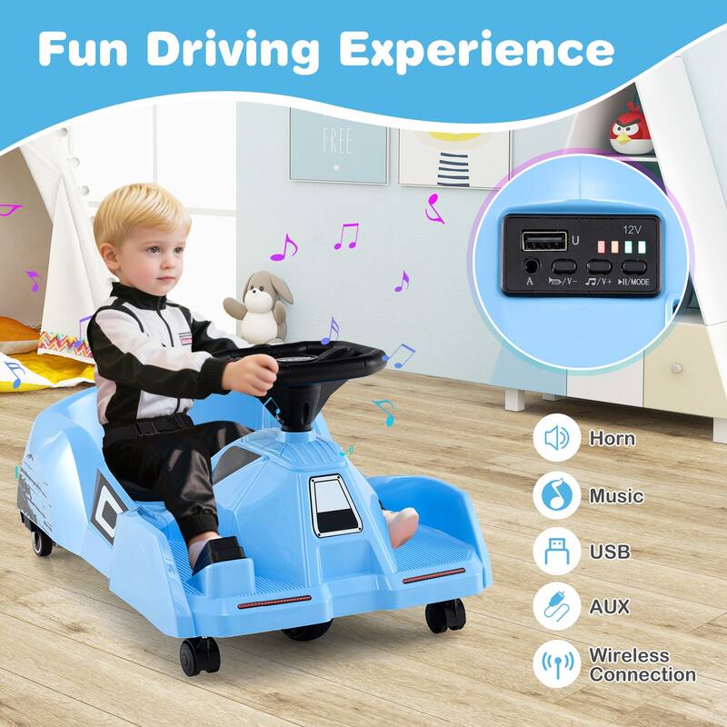 Kids 12V Ride on Car with Remote Control, Anti-Rollover Wheels Horn and USB Connectivity - 31" × 18" × 14" (L × W × H)