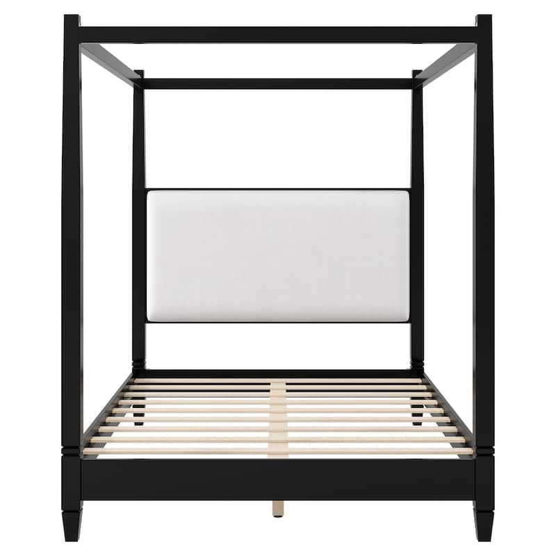 Canopy Platform Bed with Upholstered Headboard by Harper&Bright Designs