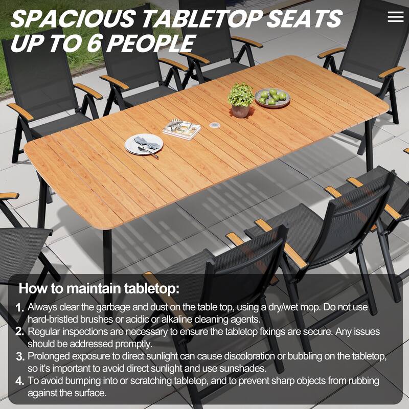 Outdoor 7/9-Piece Patio Dining Set Aluminum Dining Table and Folding Chairs