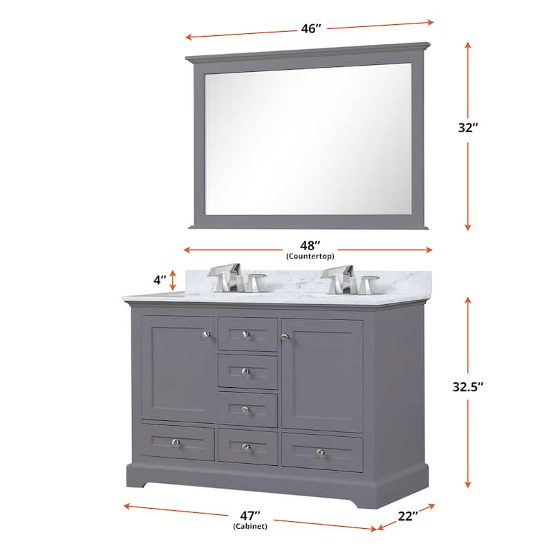Dukes 48 in. W x 22 in. D Dark Grey Double Bath Vanity