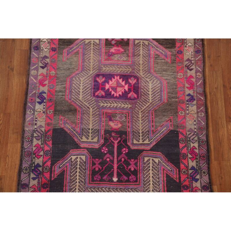 Meshkin Persian Antique Runner Rug Handmade Wool Carpet - 3'7" x 10'6"