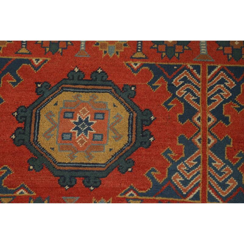 Hand Knotted Oriental 100% Wool Carpet Traditional Tribal Oranges & Rust Kazak Area Rug - 6' 9'' X 4' 11''