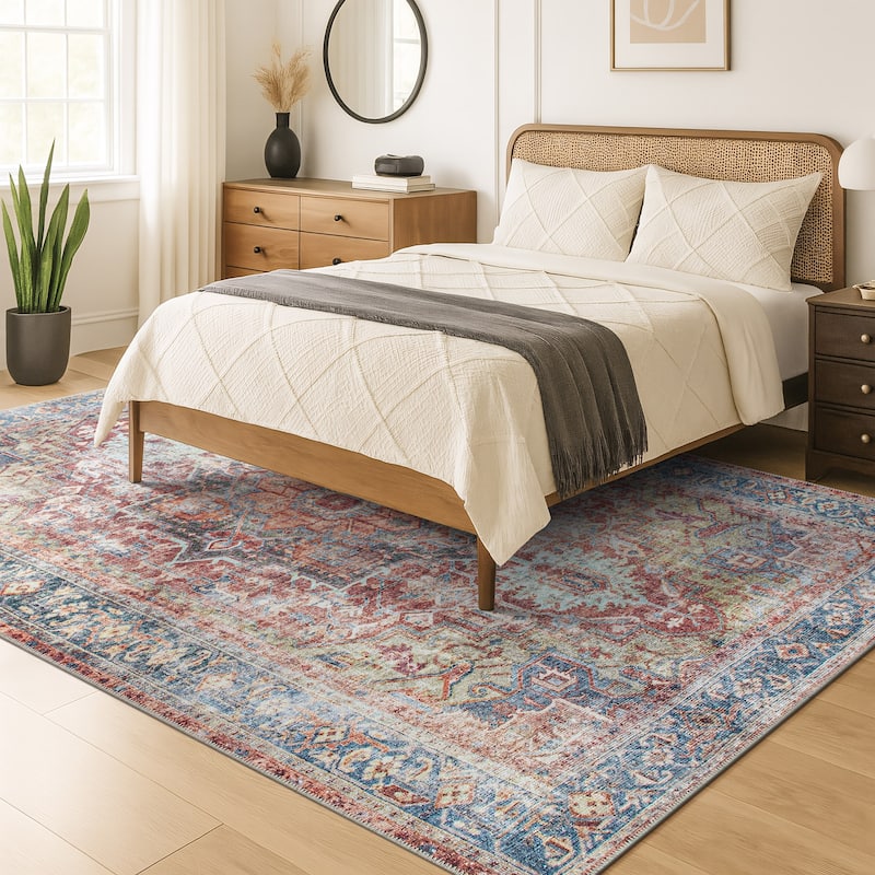 World Rug Gallery Traditional Distressed Washable Area Rug