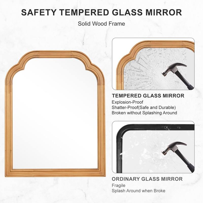 Top Corner Scalloped Rectangle Decorative Farmhouse Wall Mirror