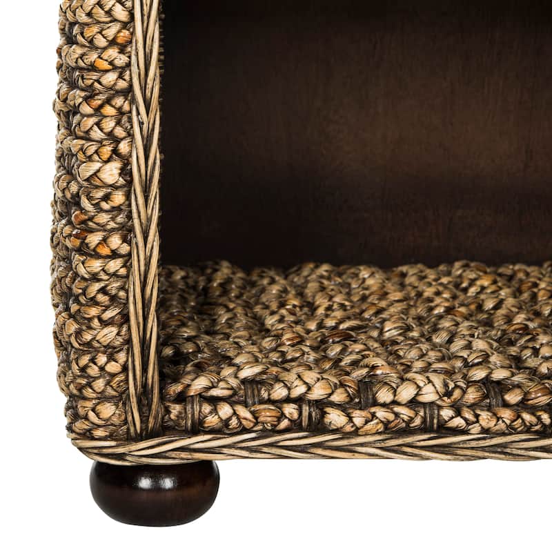 SAFAVIEH Maysam Braided Wicker One Drawer Brown Wash Nightstand