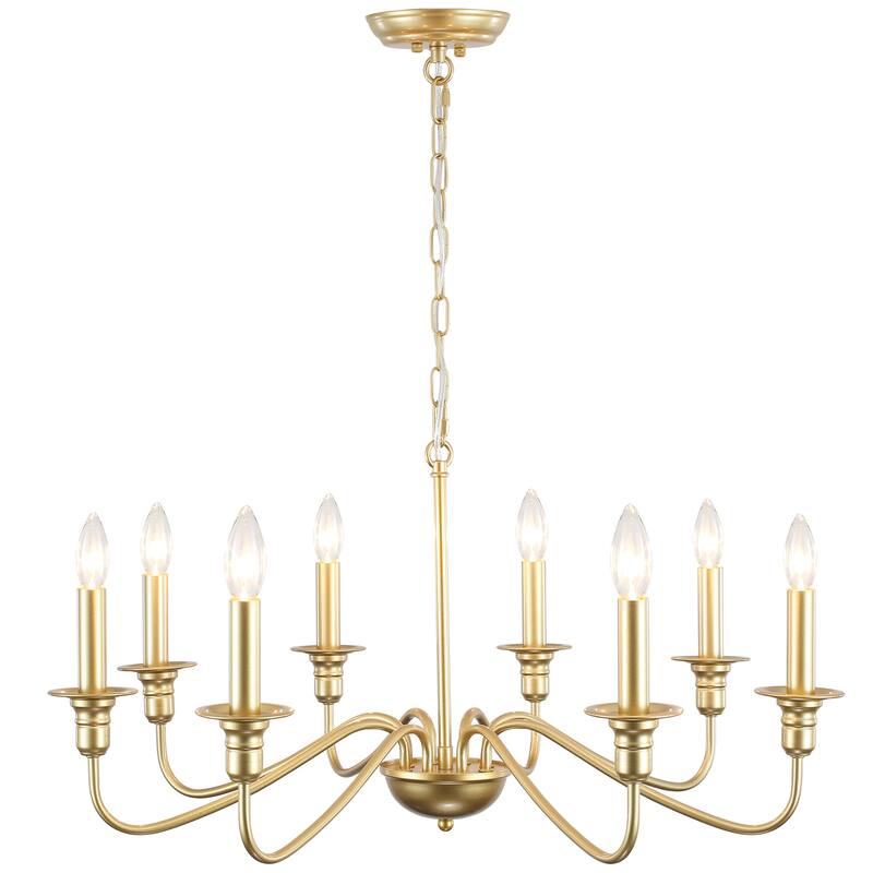 8-Light Rustic Candlestick Island Chandelier Linear Chandelier Lighting for Kitchen Island - Gold