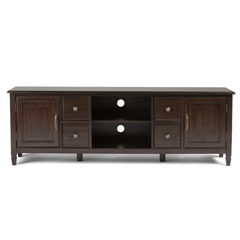WYNDENHALL Hampshire SOLID WOOD 72 inch Wide Traditional TV Media Stand For TVs up to 80 inches - 72"w x 18"d x 24" h