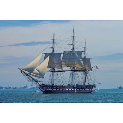 Boston Harbor USS Constitution Ole Ironsides by Wayne Collamore Art Poster - Print On Demand