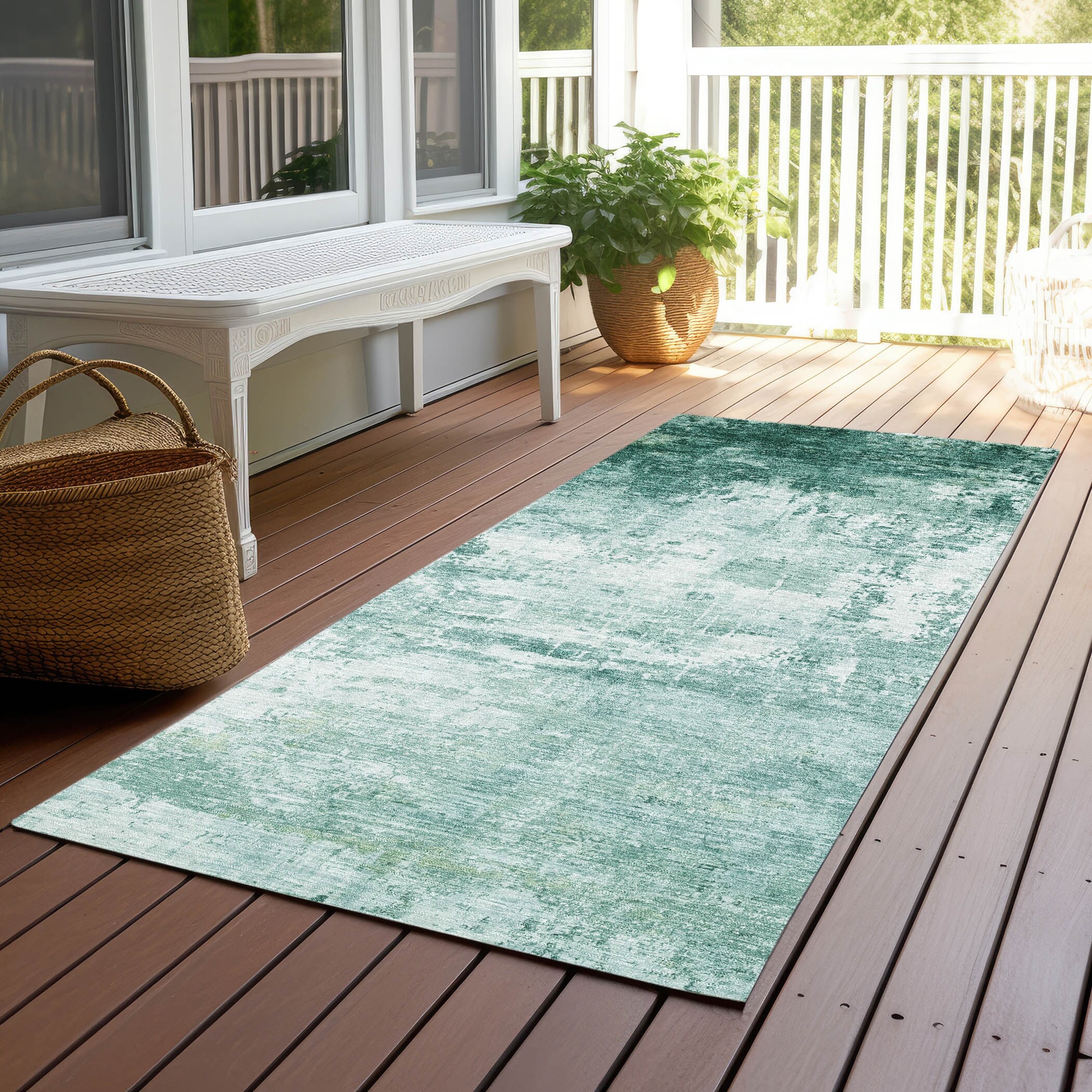Machine Washable Indoor/ Outdoor Abstract Modern Chantille Rug