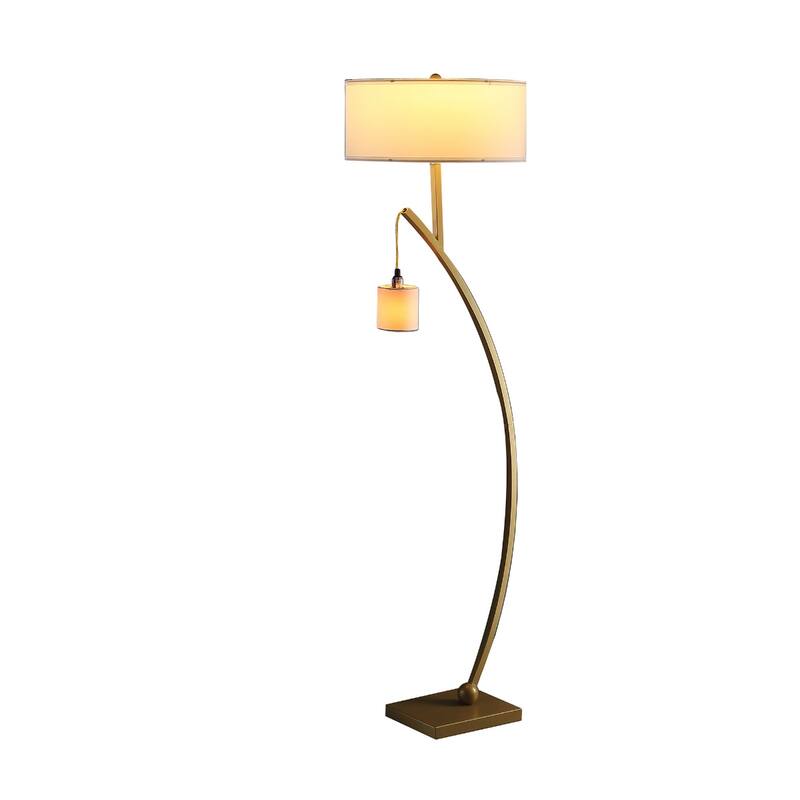 59 Inch Arc Floor Lamp with Fabric Drum Shade Modern