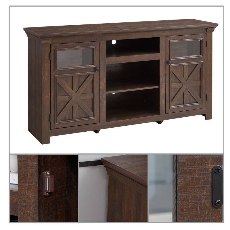 Vintage Farmhouse Style Wooden Storage Sideboard with Cable Management Holes