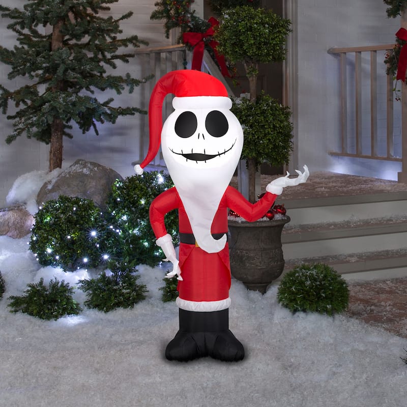 Gemmy Christmas Inflatable Jack Skellington as Sandy Claws, 4 ft Tall