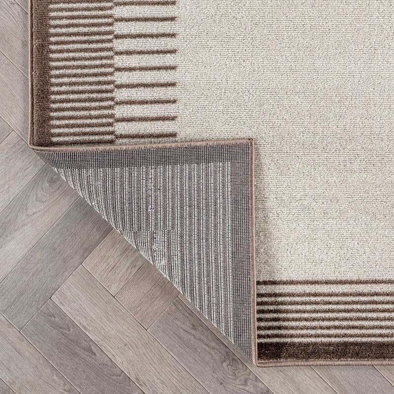 World Rug Gallery Modern Abstract Bordered Area Rug for Living Room, Bedroom, or Entryway - Low Pile Indoor Rug