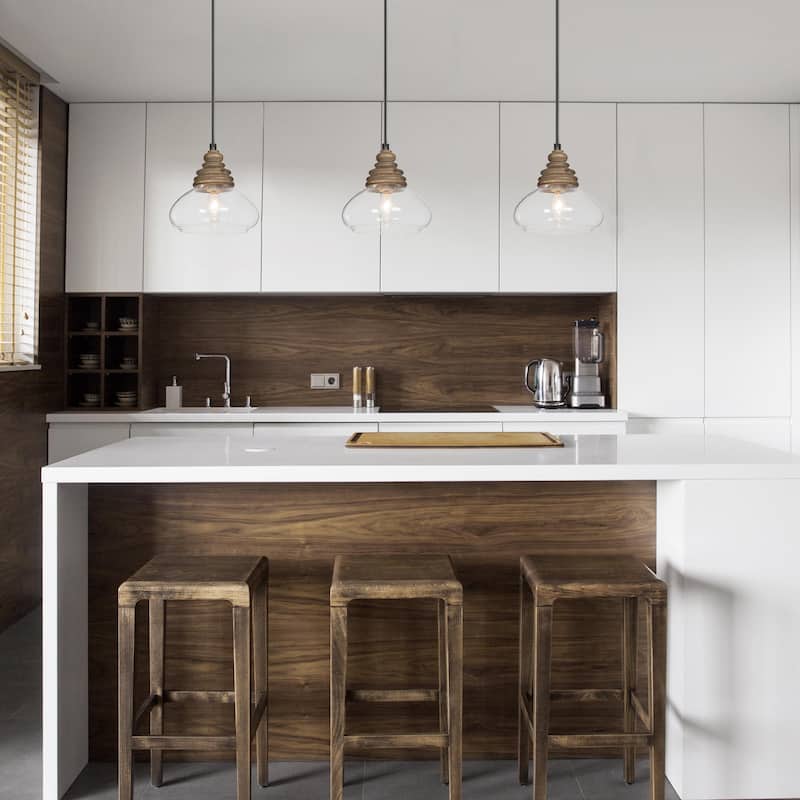 The Gray Barn Farmhouse 1-Light Wood Pendant Lights with Pumpkin Glass Shade - 7.5'' L x 7.5'' W x 7.5'' H