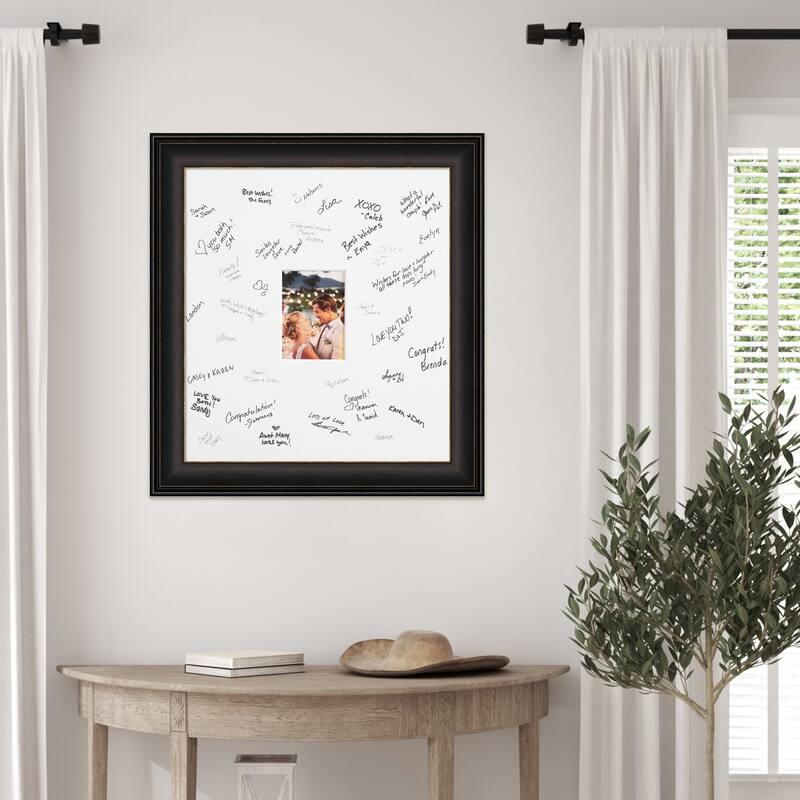 Trio Signature Mat Picture Frame - Autograph Photo Frame Guest Book Alternative for Weddings, Graduations, or Retirement