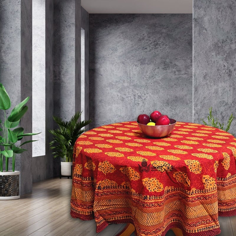 Chic Rustic Geometric Cotton Block Print Tablecloth Collection