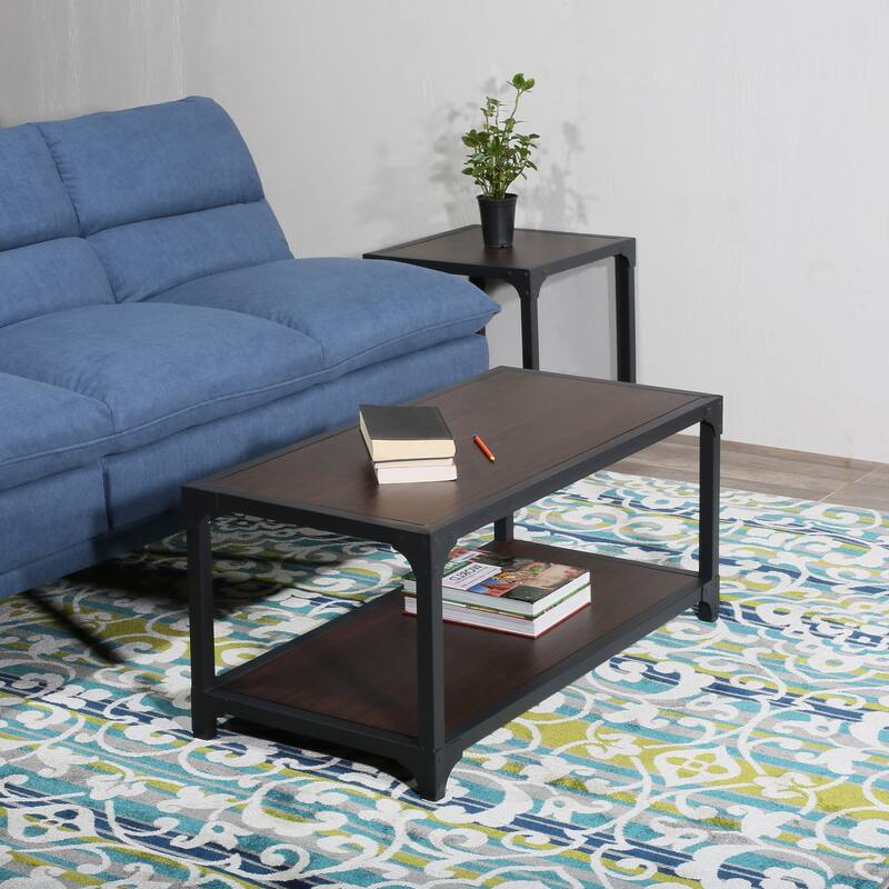 Modern Wood and Metal Coffee Table with Storage - 19.69*39.00*18.00 incehs
