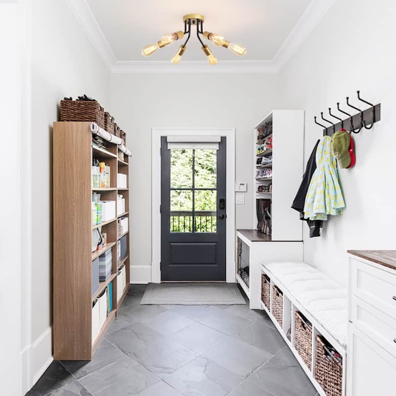 6-Light Modern Sputnik Light Fixture Semi Flush Mount Ceiling Lighting - 14.76' W