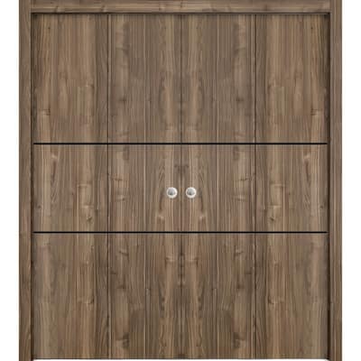 Double Bi-fold Doors Planum 0014 Walnut with Sturdy Tracks