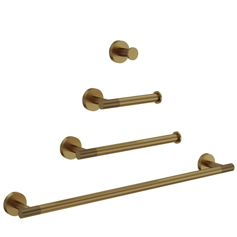 4-Piece Stainless Steel Bathroom Hardware Set, Wall Mounted Bath Towel Bar Set Towel Racks Bathroom Accessories - Brushed Gold
