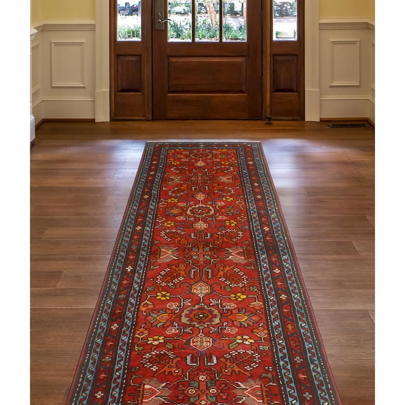 Fine Vintage Distressed Alhrik Rust/Charcoal Runner - 3'5" x 9'2"