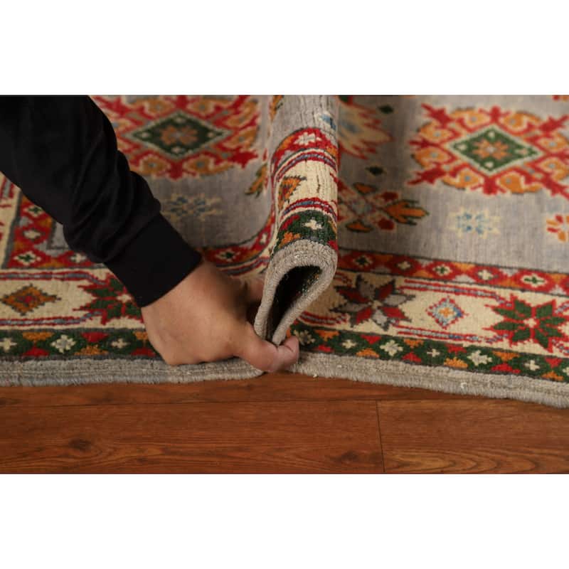 Geometric Kazak Oriental Foyer Rug Hand-Knotted Wool Carpet - 2'0"x 3'0"