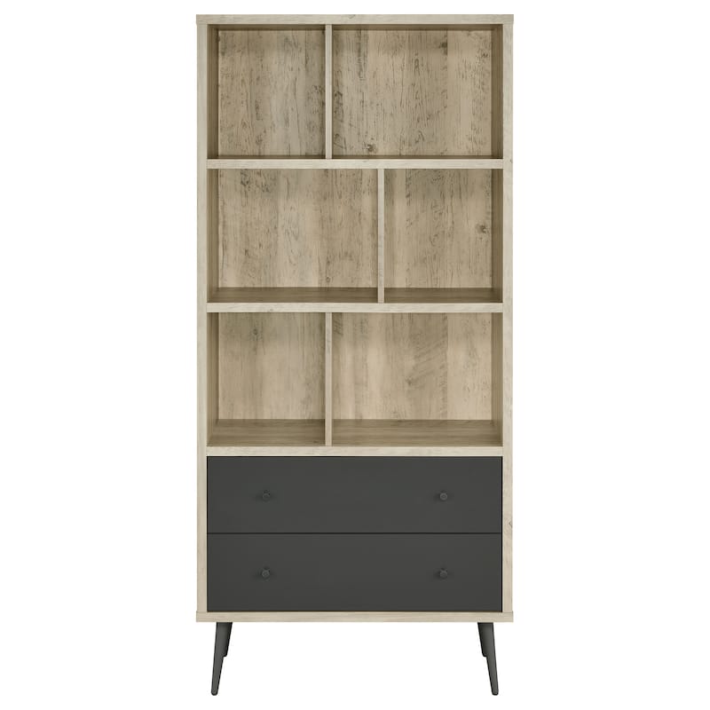 Maeve 70-inch 3-shelf Bookcase with Drawers Distressed Pine - 31.50" x 15.50" x 70.00"