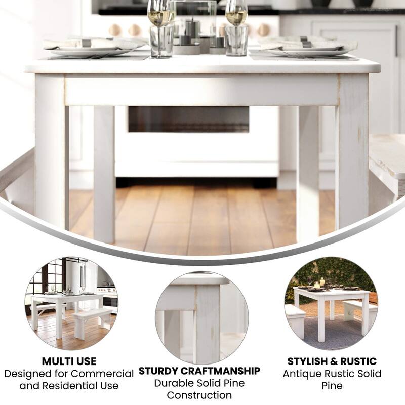 60" x 38" Rectangular Antique Rustic Solid Pine Farm Dining Table