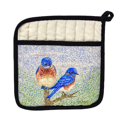 Two Blue Birds Pot Holder - 9x9
