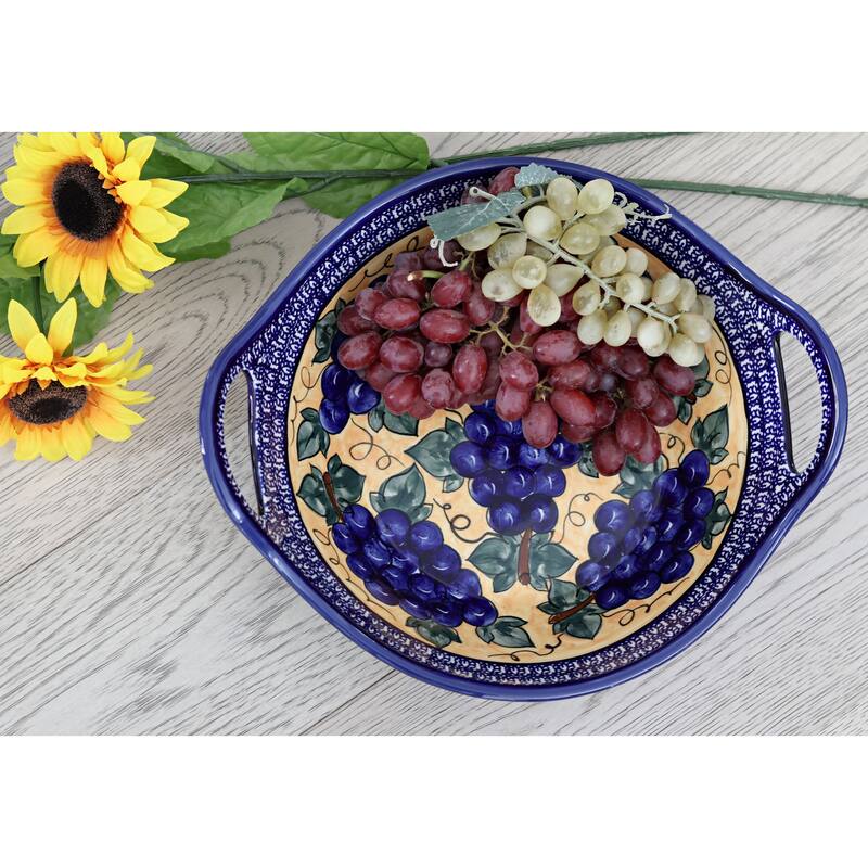 Blue Rose Polish Pottery 1347 Zaklady Deep Bowl with Handles