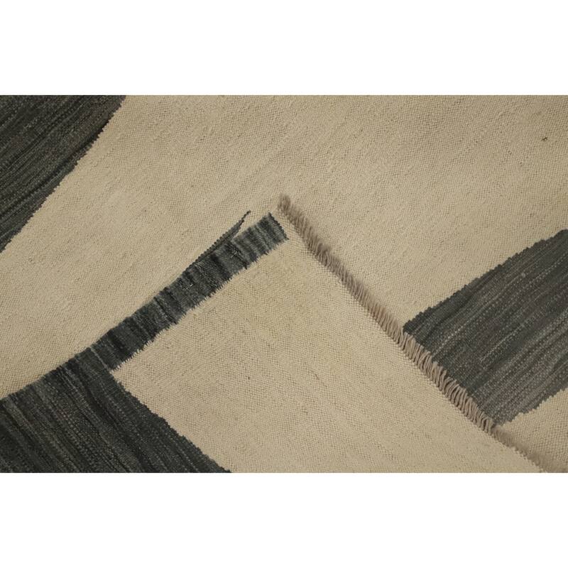 Hand Woven Oriental 100% Wool Carpet Southwestern Modern Beige & Ivories Kilim Area Rug - 13' 2'' X 9' 11''